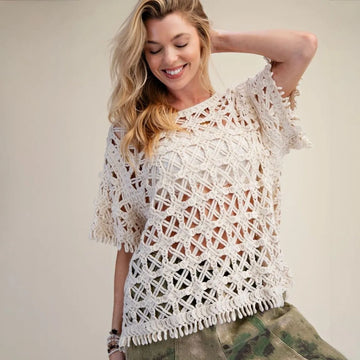 NWT Easel Cap Sleeve Crochet Top