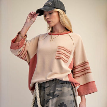 B 936. NWT Easel Washed Terry Top 100% Cotton - Size Small