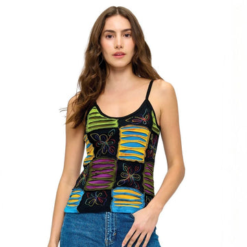 B 993. NWT Yak & Yeti Razor Cut Patch Embroidered Tank - Size Small/Medium