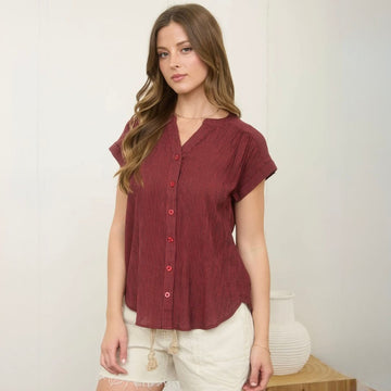 F 974. Perch by Blu Pepper Pinstripe Cuff Sleeve Top - Size 2X