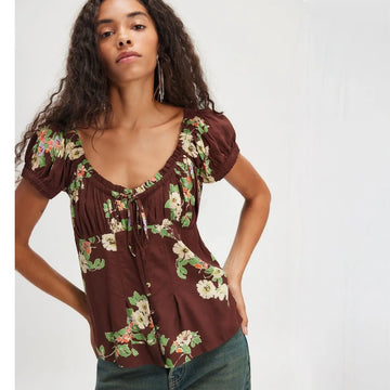 NWT Free People Amelia Printed Top MSRP $108
