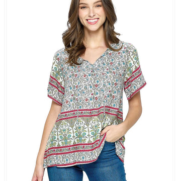 C 863. NWT Yak  & Yeti Boho Floral Print Top - Size Medium