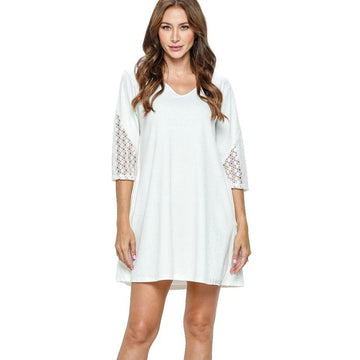 D 855. NWT Yak & Yeti Ribbed Boho Dress with Lace Detail - Size Large