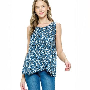 C 888. NWT Yak & Yeti Floral Patchwork Asymmetrical Tank Top - Size Medium