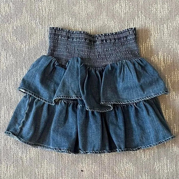 Aerie Thrills & Frills Denim Mini Skirt MSRP $50