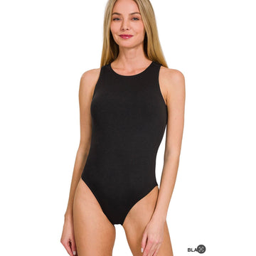 C 952. Zenana Boat Neck Sleeveless Padded  Bodysuit - Size Medium
