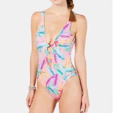 E 712. NWT Bar III Copacabana Printed Twist-Front One-Piece Swimsuit $88 MSRP- Size XL