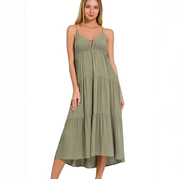 Zenana Sweetheart Neckline Tiered Cami Dress