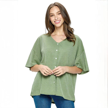 B 958. NWT Yak & Yeti Ribbed Boho Button-up Top - Size Small/Medium