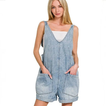 Zenana Denim Short Overalls