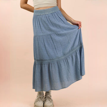 B 905. NWT New In by Very J Tiered Layers Woven Maxi Skirt - Size Small