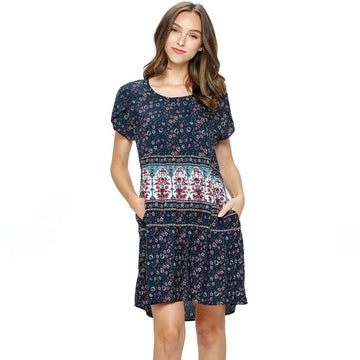 C 881. NWT Yak & Yeti Boho Floral Pattern Dress w/ Pockets - Size Medium