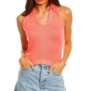 C 853 NWT 525 American Knit Halter 100% Cotton - Size Medium