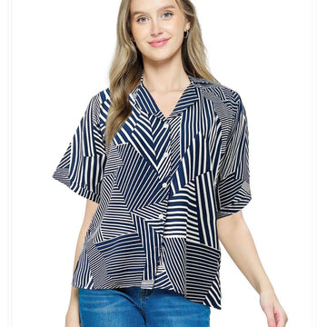 D 868. NWT Yak & Yeti Button-up Multi-Stripe Top - Size Large/XL