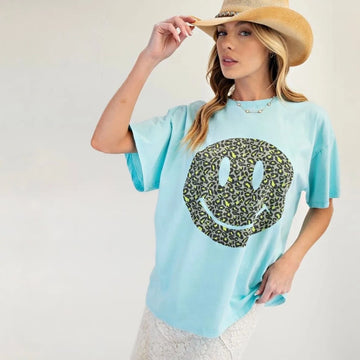 NWT Easel Happy Face Washed 100% Cotton Top