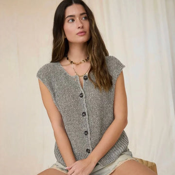 NWT The Workshop by Blu Pepper Marbled Button Down Knit Vest