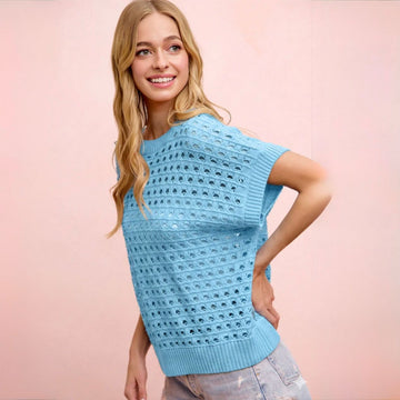 C 970 NWT BiBi Relaxed Fit Open Knit Top - Size Medium